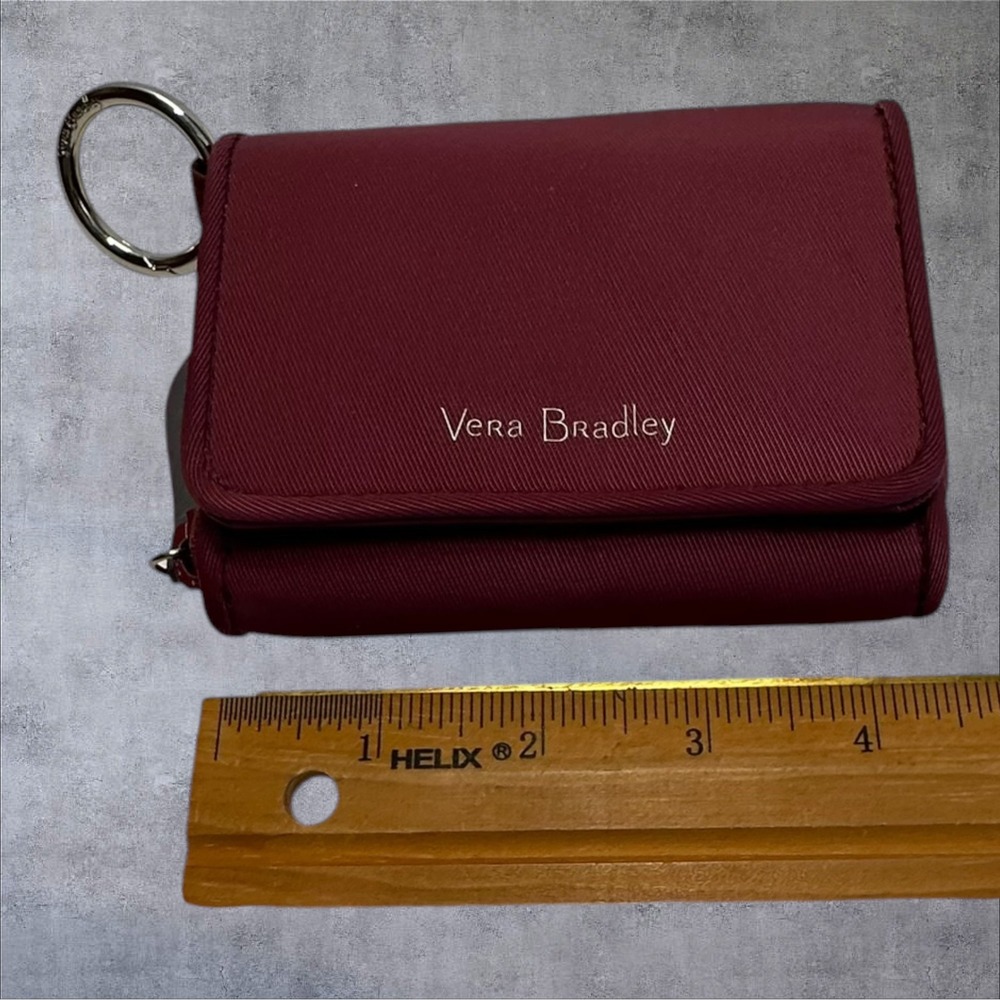Vera Bradley Performance Twill ID Case Wallet Women Small Burgundy - Picture 3 of 10